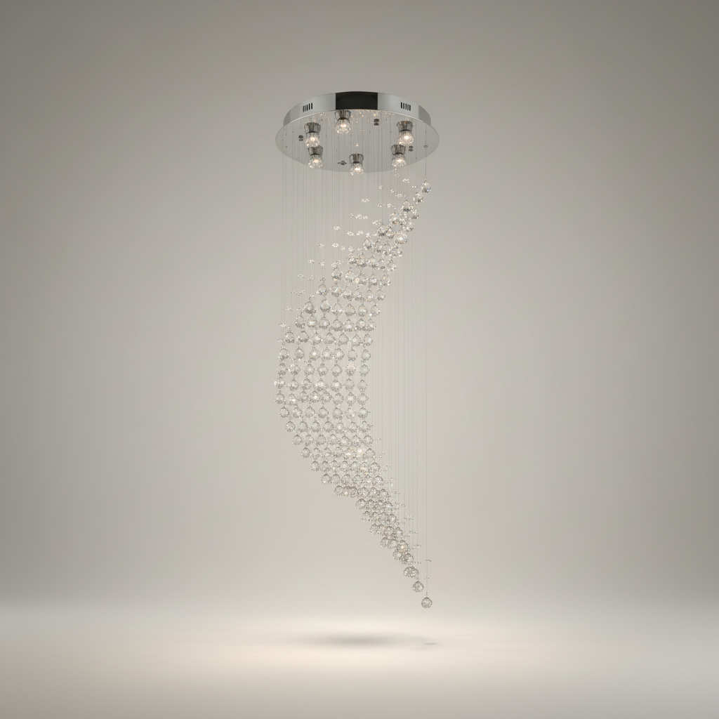 Briar Duplex Spiral Moon Staircase Crystal Chandelier - Chandeliers | Lucera Lighting