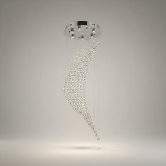 Briar Duplex Spiral Moon Staircase Crystal Chandelier - Chandeliers | Lucera Lighting