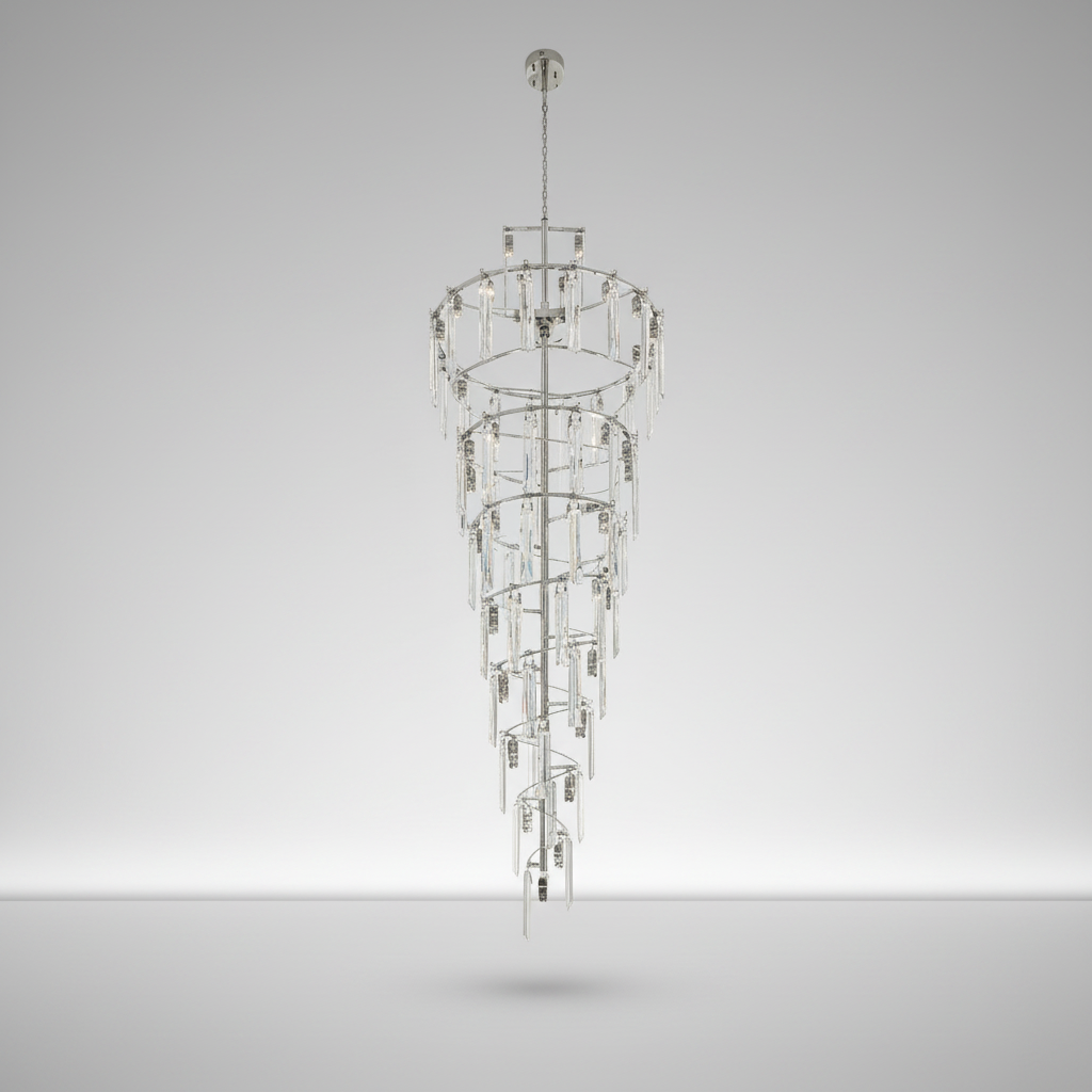 Primrose Crystal Cascade Long Chandelier - Chandeliers | Lucera Lighting