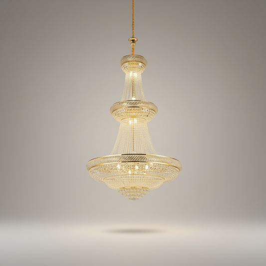 Opal Three-tier Gold Crystal Chandelier - Chandeliers | Lucera Lighting