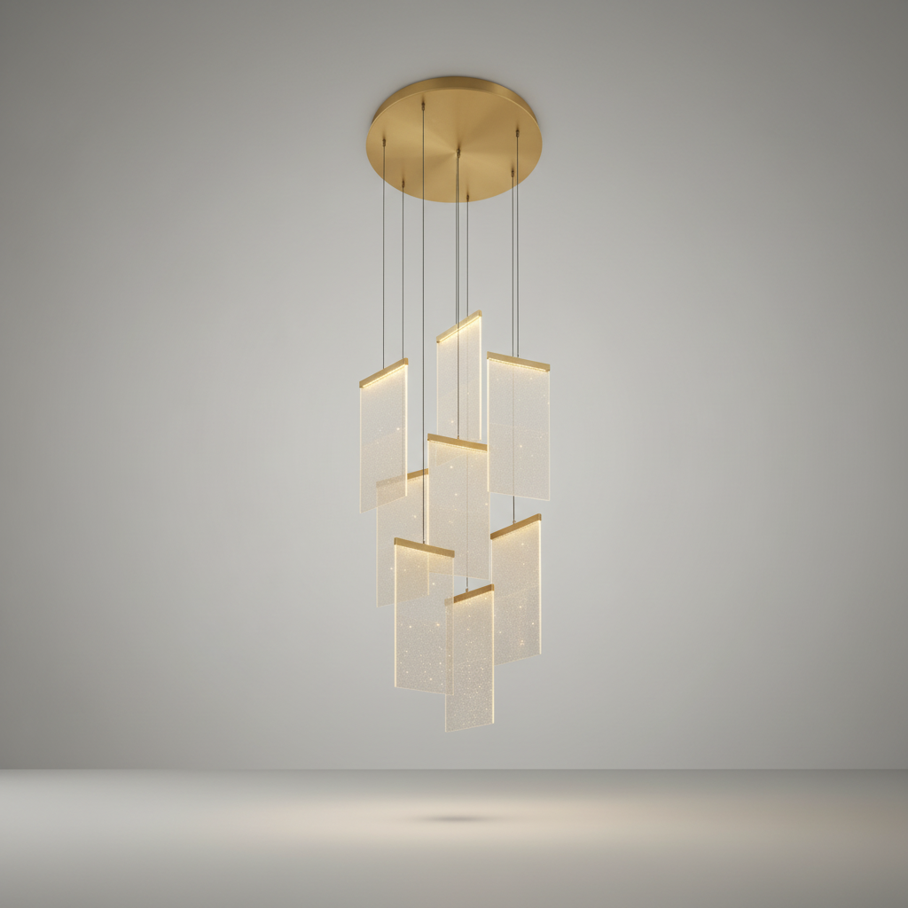 Onyx Gold Long Hanging Light Fixture - Chandeliers | Lucera Lighting