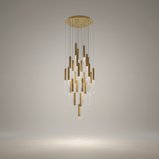 Schist Long LED Spiral Chandelier - Chandeliers | Lucera Lighting