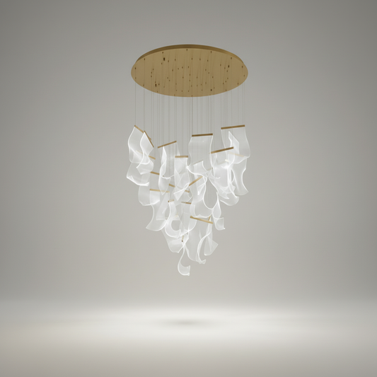 Feldspar Silk Design Gold Pendant Light for Staircase - Chandeliers | Lucera Lighting