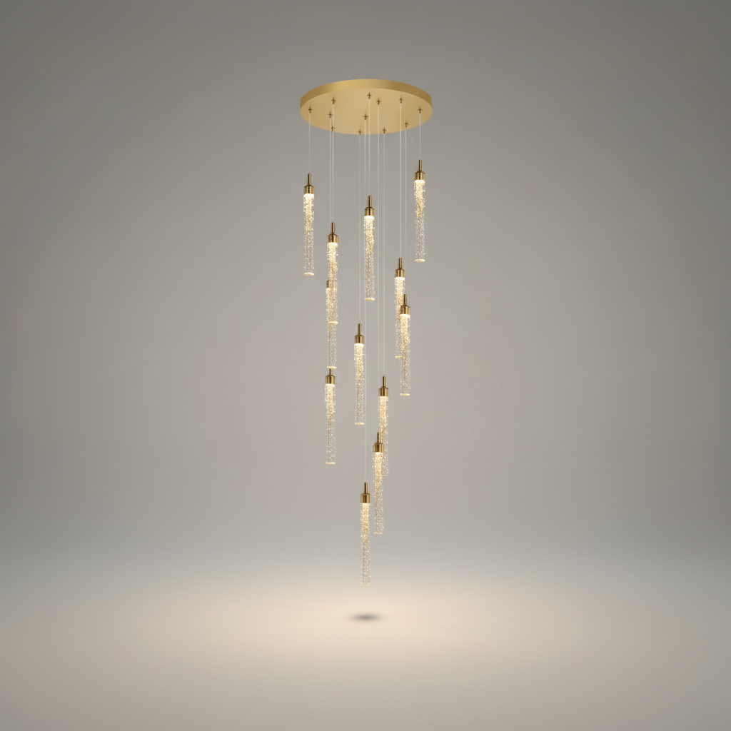 Diorite Crystal Cascade Staircase Chandelier - Chandeliers | Lucera Lighting