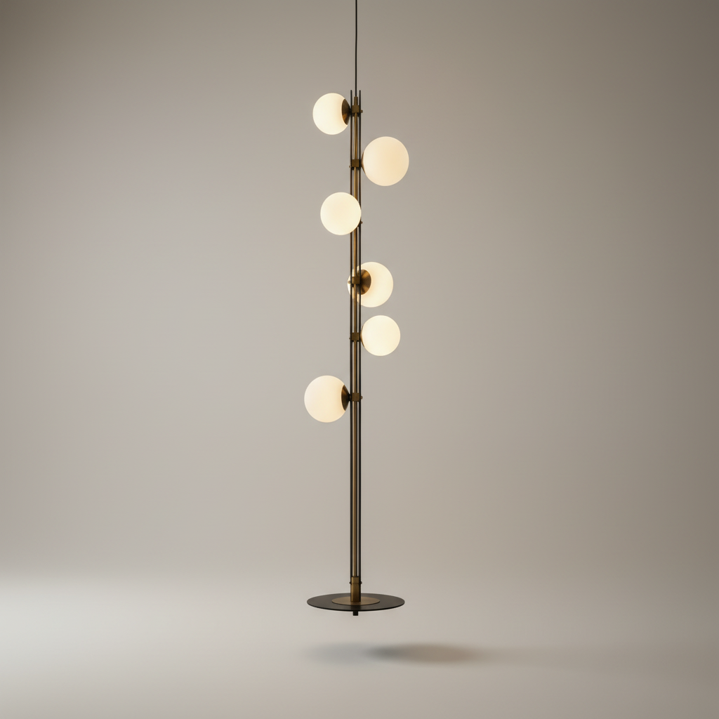 Amethyst Mid Century Twisted Floor Lamp with Globe Shades - Chandeliers | Lucera Lighting