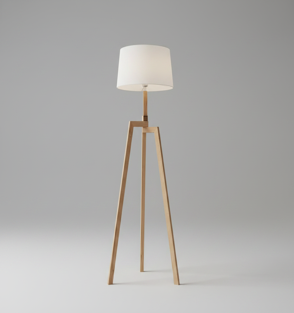 Spinel Modern Solid Wood Floor Lamp With Cloth Lampshade - Lamps | Lucera Lighting