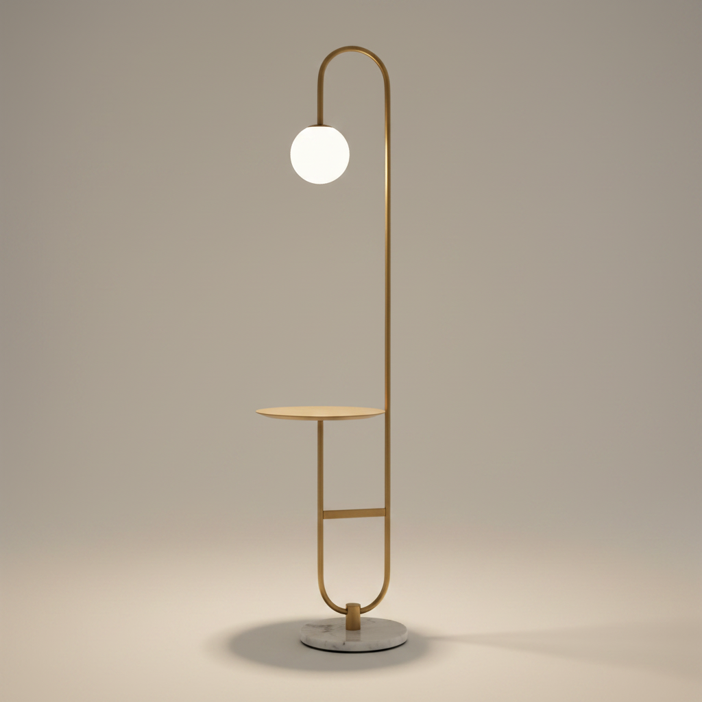 Chrysoprase Art Deco Modern LED Floor Lamp with Table - Lamps | Lucera Lighting