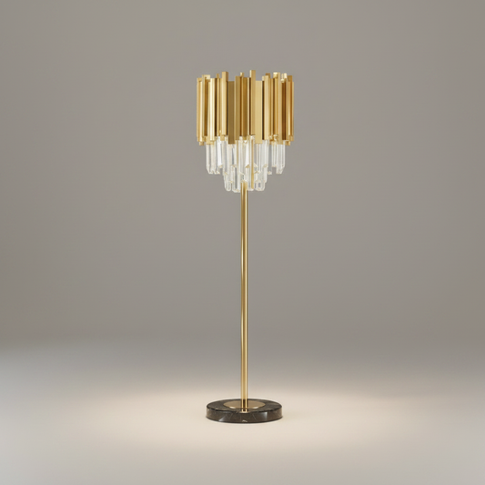 Cobalt Crystal Gold Stainless Steel Modern Floor Lamp - Lamps | Lucera Lighting