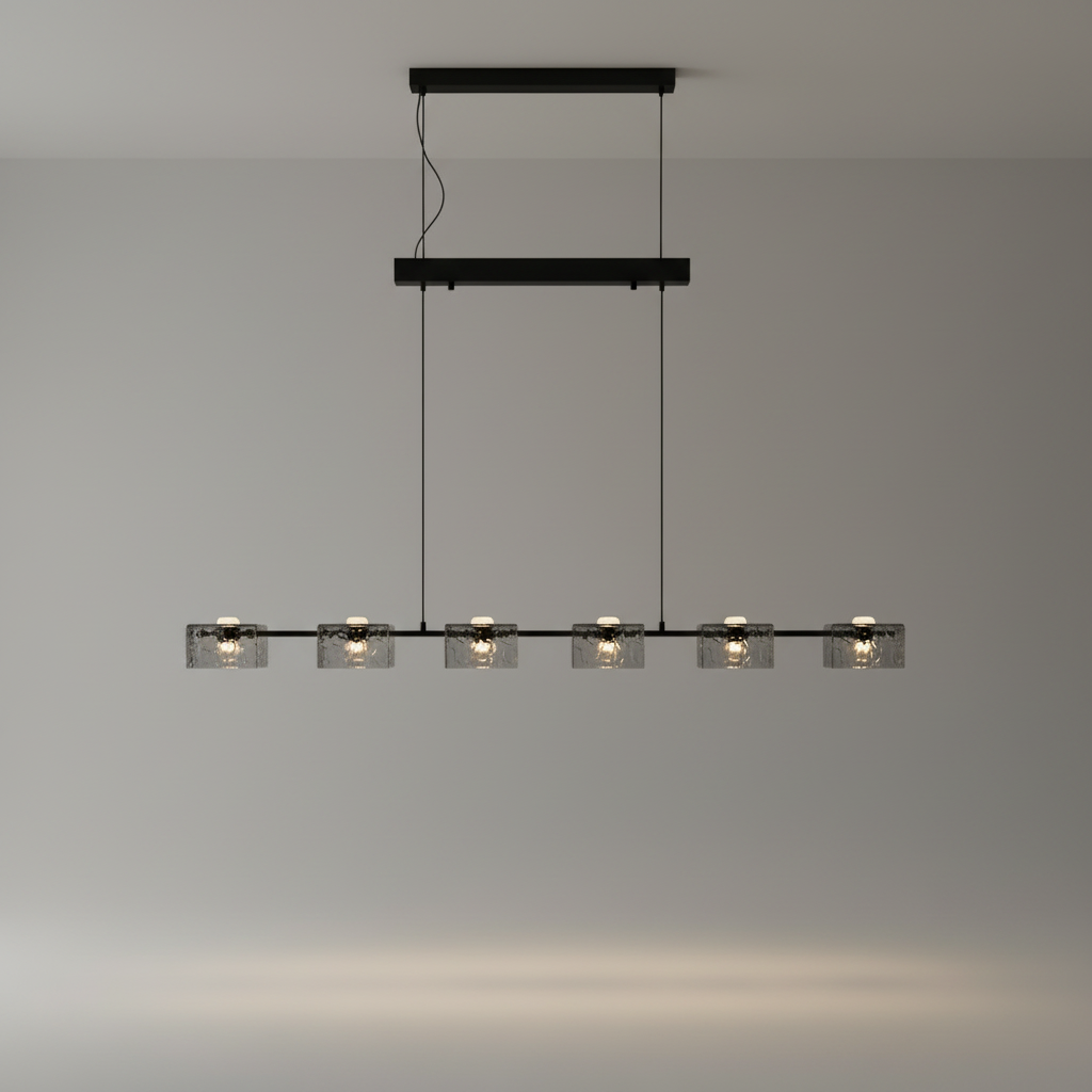 Cinnabar Copper Chandelier - Textured Glass - Pendant Lights | Lucera Lighting