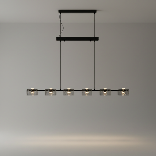 Cinnabar Copper Chandelier - Textured Glass - Pendant Lights | Lucera Lighting