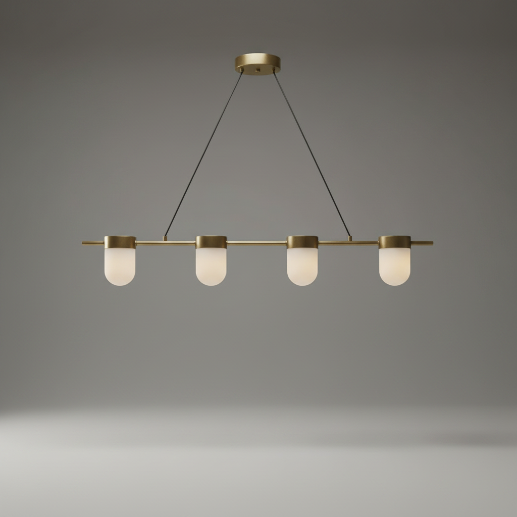 Celadon Art Deco Linear Chandelier with Alabaster Shades - Pendant Lights | Lucera Lighting