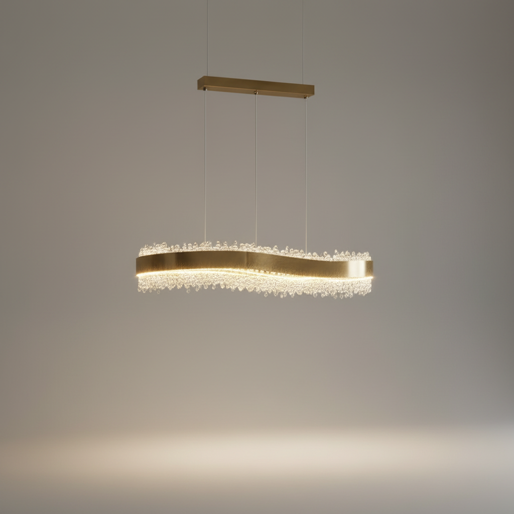 Cerulean Wave Crystal Rectangle Chandelier - Pendant Lights | Lucera Lighting