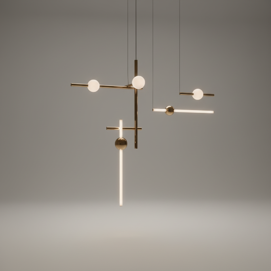 Daffodil Minimalist Gold Chandelier - Pendant Lights | Lucera Lighting
