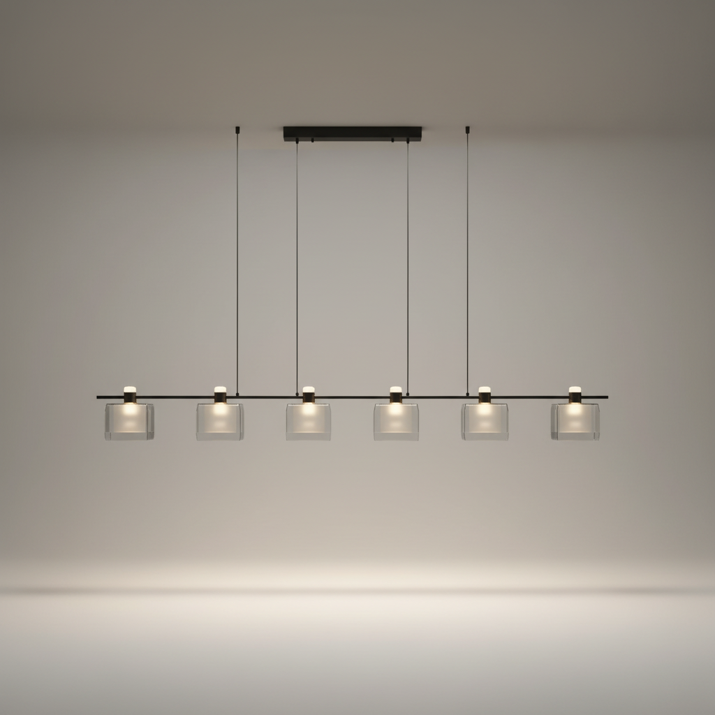 Glaucous Glass Cube Chandelier - Pendant Lights | Lucera Lighting