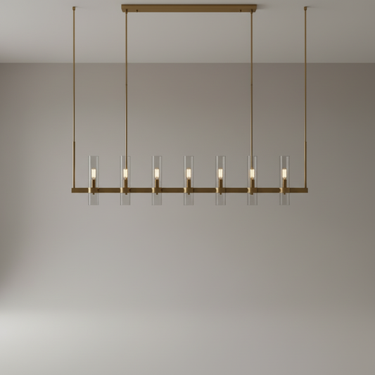 Sanguine Candle-Shaped Luxury LED Brass Chandelier - Pendant Lights | Lucera Lighting