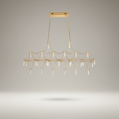 studio shot of Leif chandelier with chrome finish and clear crystal accents