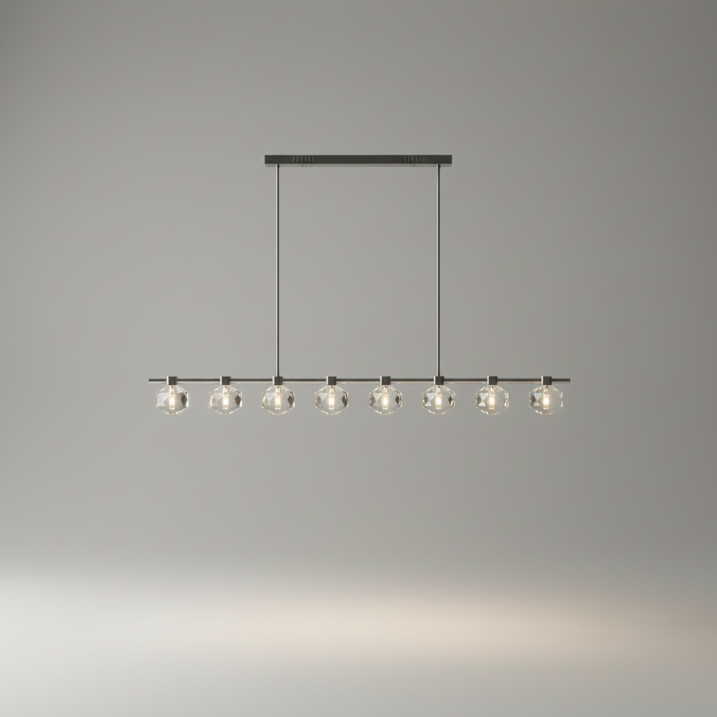 Sif Long Linear LED Crystal Chandelier - Pendant Lights | Lucera Lighting