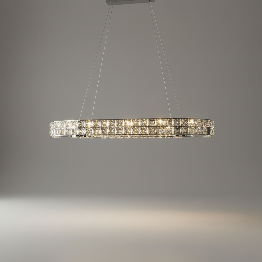 Skald Oval LED Crystal Chandelier with Drops - Pendant Lights | Lucera Lighting