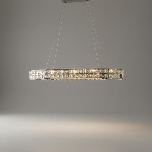 Skald Oval LED Crystal Chandelier with Drops - Pendant Lights | Lucera Lighting