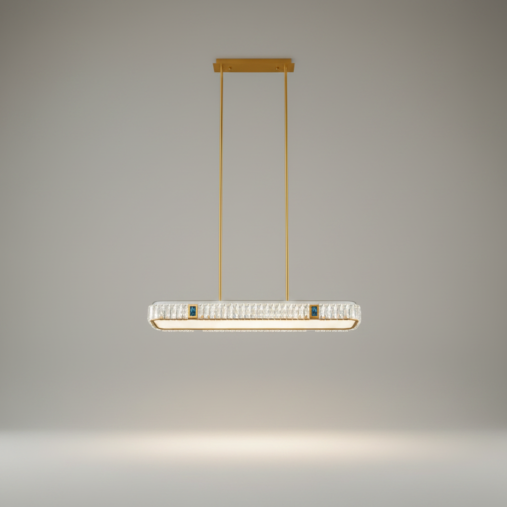 Frej Rectangle LED Crystal Pendant Chandelier - Pendant Lights | Lucera Lighting