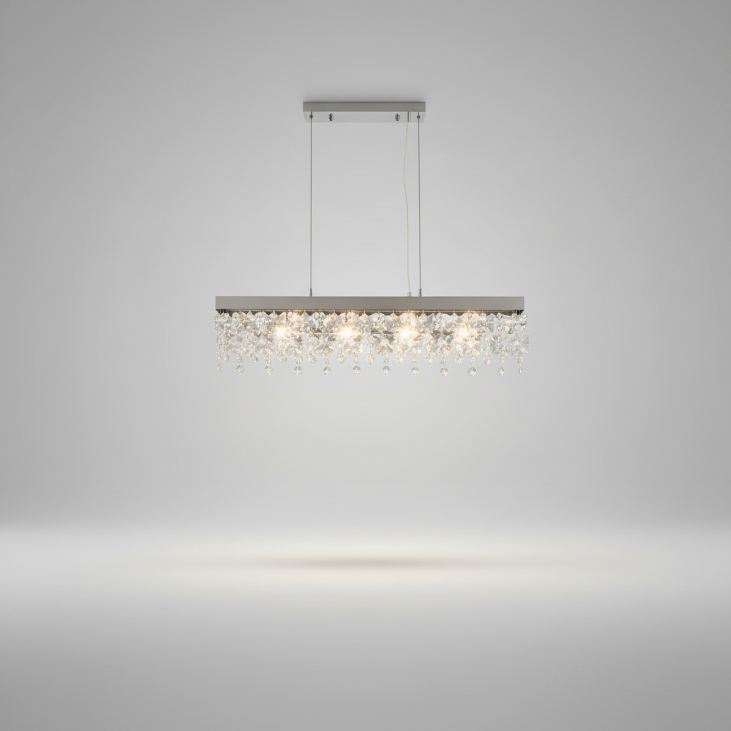 Hlin Chrome Rectangular Crystal LED Chandelier - Chandeliers | Lucera Lighting
