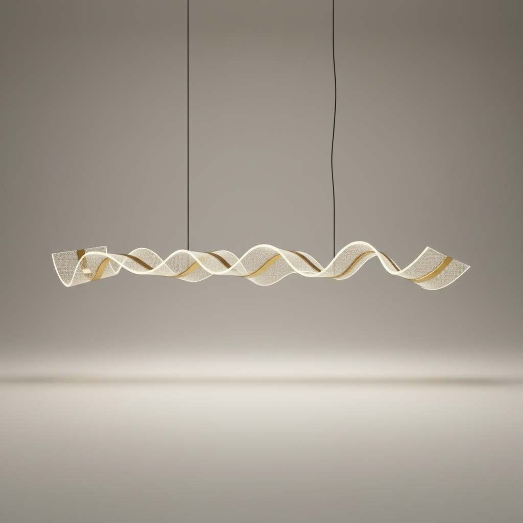 Od Wave Gold Chandelier Flush Mount - Pendant Lights | Lucera Lighting
