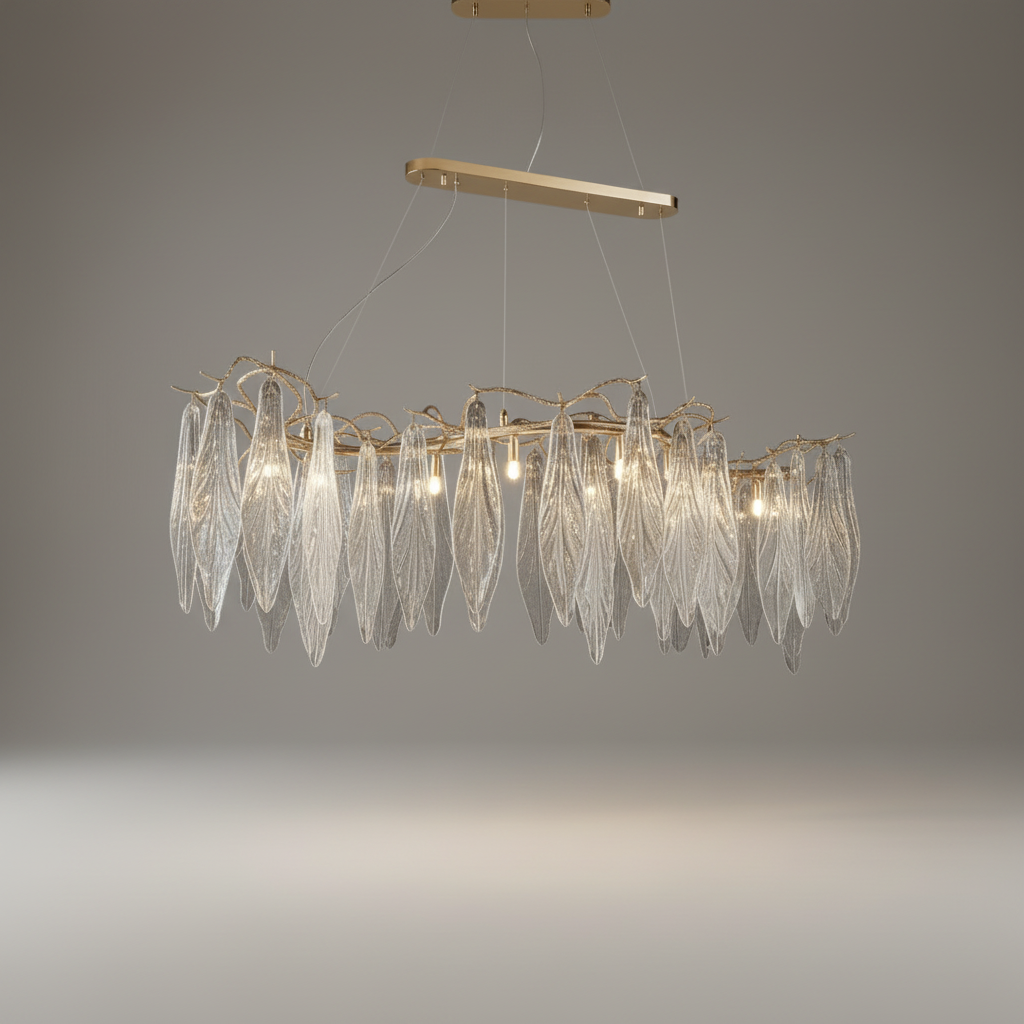 Ull Gold Rectangle Modern LED Hanging Chandelier - Chandeliers | Lucera Lighting