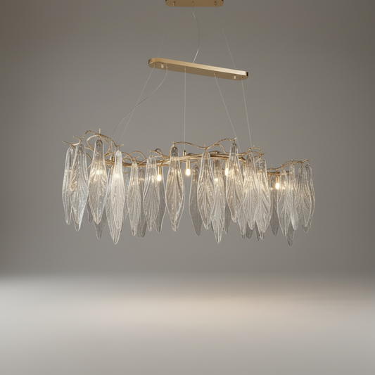 Ull Gold Rectangle Modern LED Hanging Chandelier - Chandeliers | Lucera Lighting