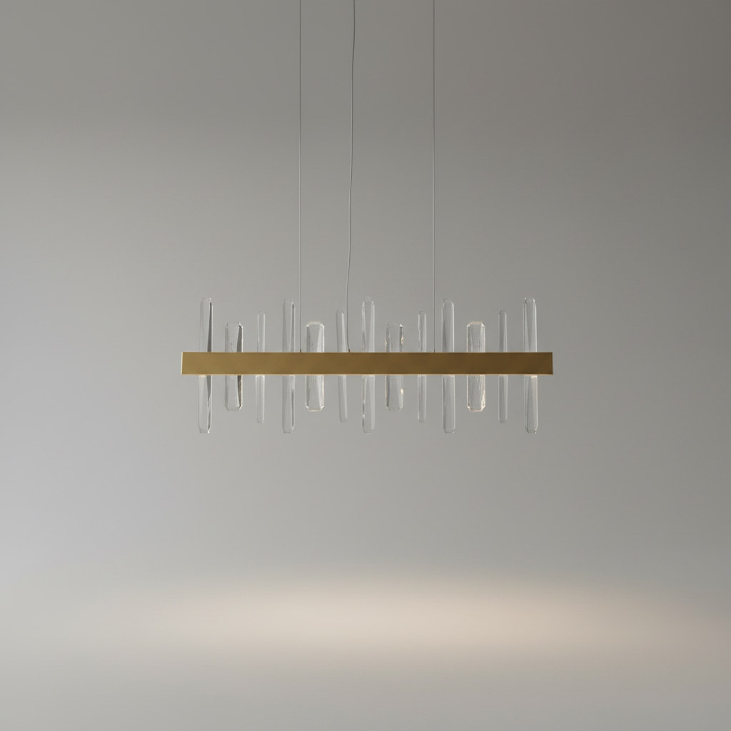 Alma Rectangle Gold Crystal Chandelier for Living Room - Chandeliers | Lucera Lighting