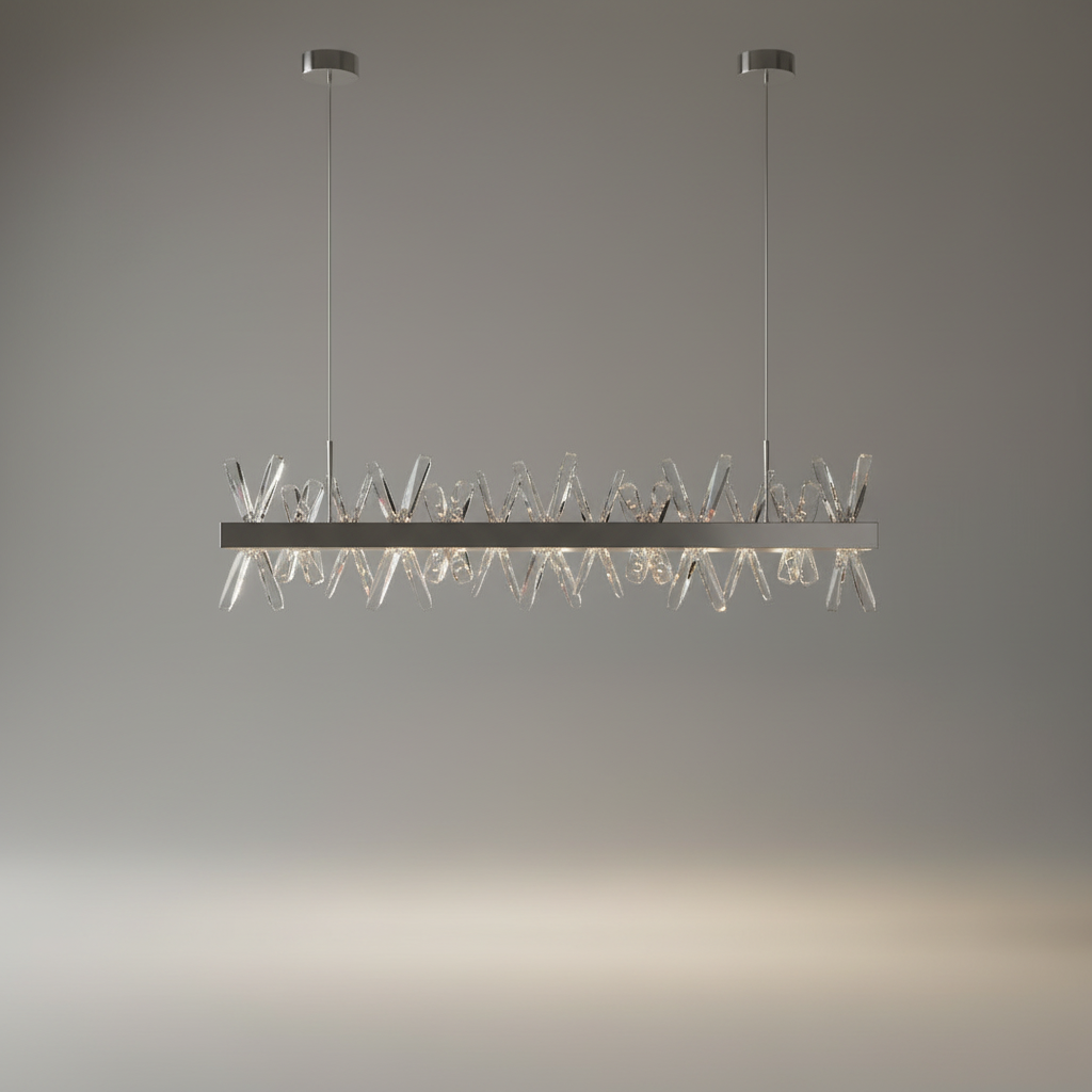 Arte Gold Rectangle Crystal Chandelier - Pendant Lights | Lucera Lighting