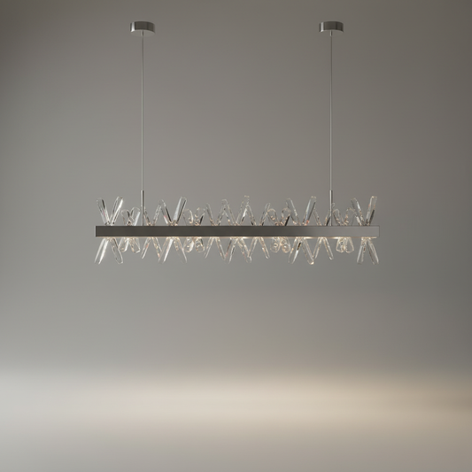 Arte Gold Rectangle Crystal Chandelier - Pendant Lights | Lucera Lighting