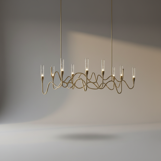 Carlo Icicle Gold Rectangle Crystal Chandelier - Chandeliers | Lucera Lighting