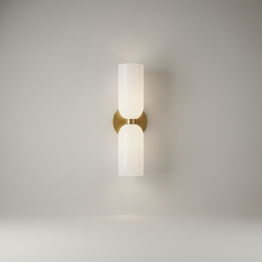 Dolce Double Glossy White Glass Wall Sconce - Wall Lights & Sconces | Lucera Lighting