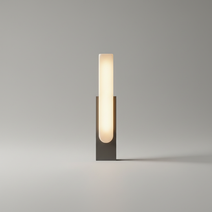 Studio shot of Column marble wall lamp front view on clean white background