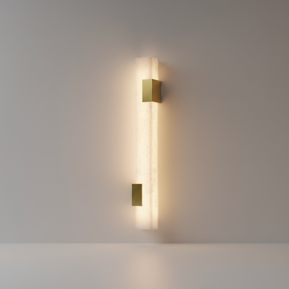 studio shot of Dendral marble wall lamp front view on clean white background