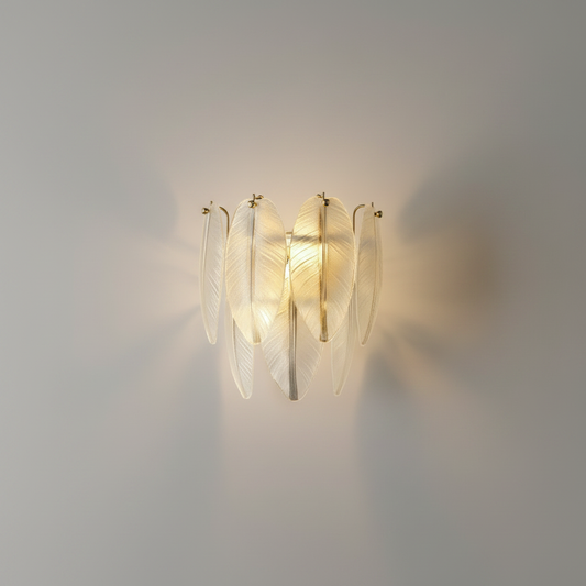 Soli Vintage Brass Chandelier with Frosted Glass Leaves - Wall Lights & Sconces | Lucera Lighting