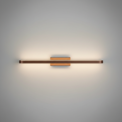 Studio shot of Sforzando brown aluminum LED wall light with translucent acrylic diffuser front view
