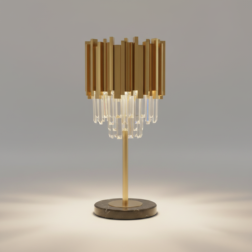 Fantasia Gold Crystal Nightstand Lamp - Lamps | Lucera Lighting