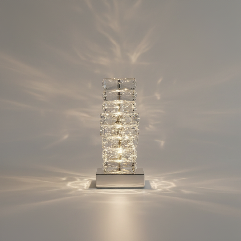Verita Stainless Steel Crystal Modern Table Lamp - Lamps | Lucera Lighting