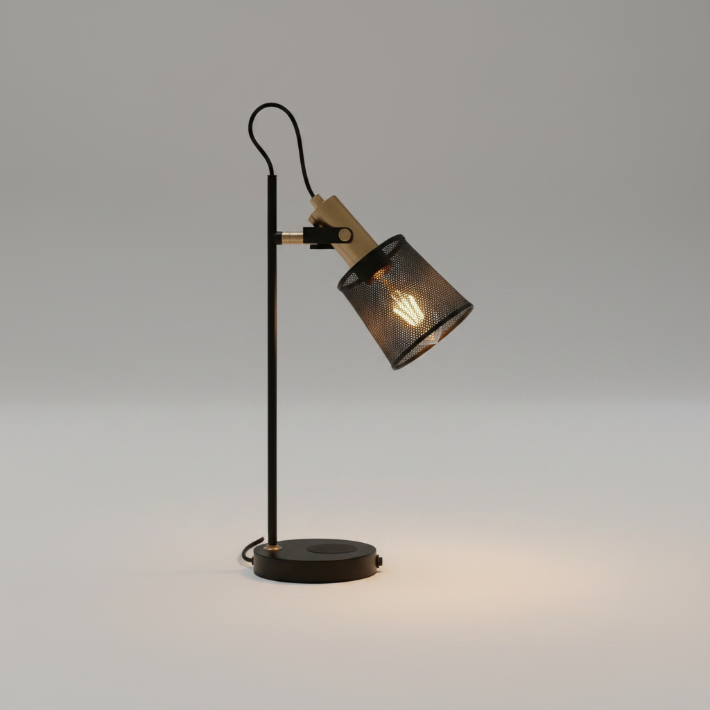 Selene Industrial Retro Black Iron Desk Lamp with Wireless - Lamps | Lucera Lighting