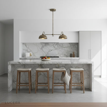 Montepulciano pendant light illuminated at dusk in cozy dining nook with ambient shadows