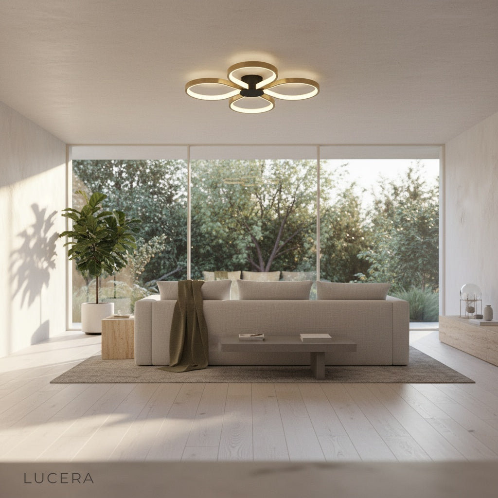 Captivating Ceiling Light casting ambient glow over a cozy dining area at dusk