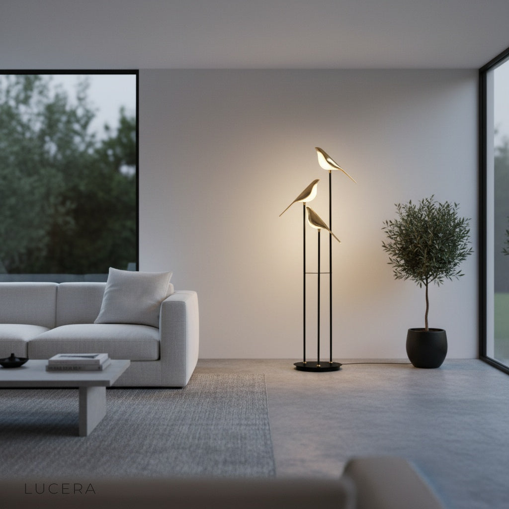 close-up detail of Edmund Floor Lamp adjustable modeling angle and textured zinc alloy base