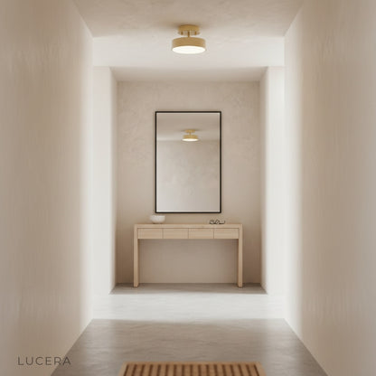 Talisman ceiling light in minimalist bedroom with warm accent lighting