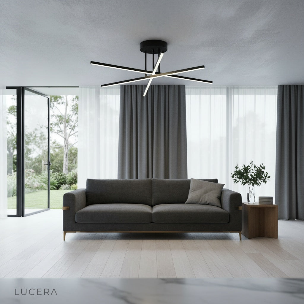 Riesling ceiling light with remote control adjusting color temperature in neutral room