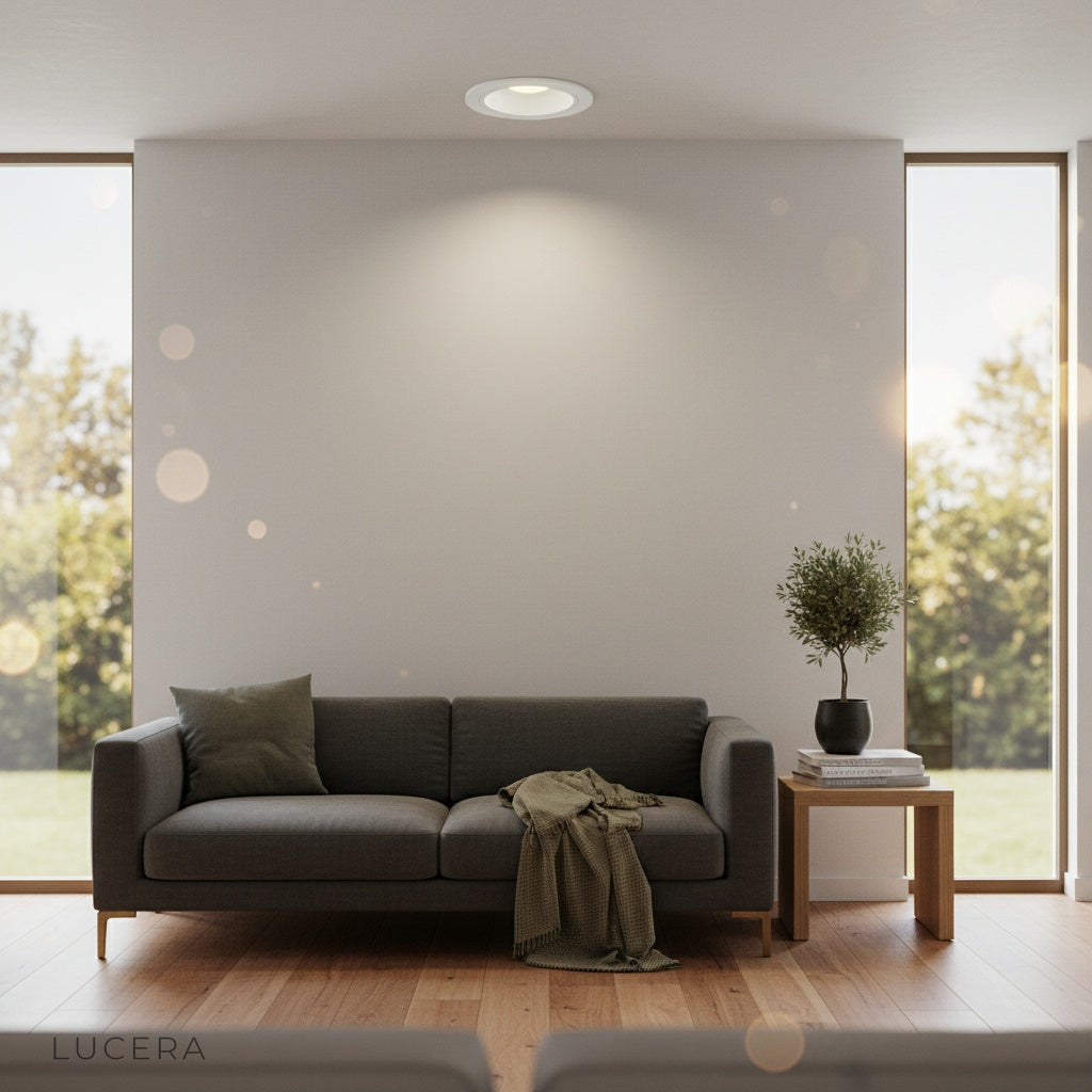 Lucera Emerald Downlight installed in a hotel corridor with soft ceiling lighting