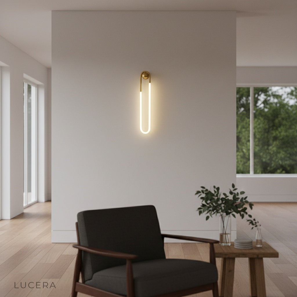 Ximena Wall Lamp paired with minimalist decor in hallway entry