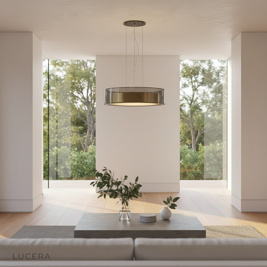 Kismet Pendant Light casting soft ambient glow in luxurious lounge setting