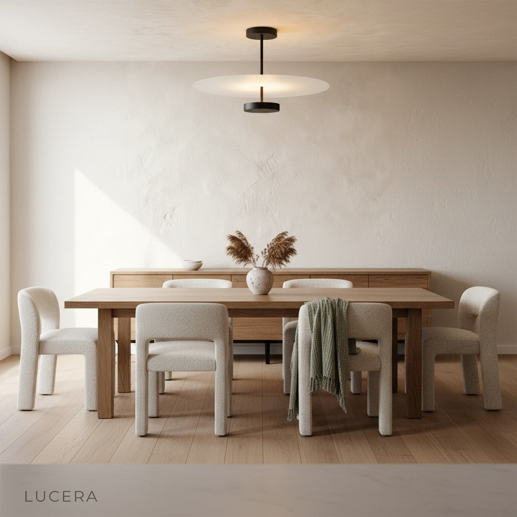 lavished ceiling light casting cozy evening ambiance in stylish dining room setting