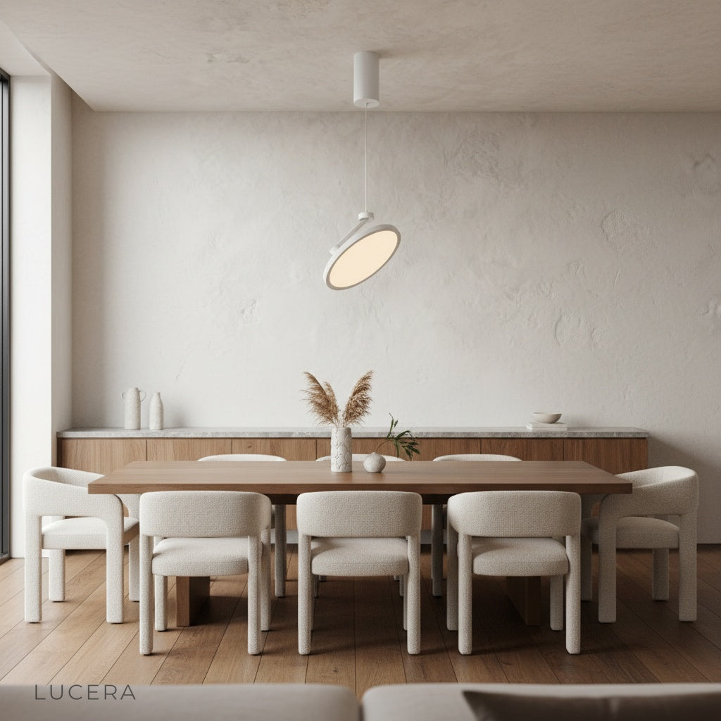 wulfenite pendant light in cozy bedroom corner with adjustable height and soft shadows